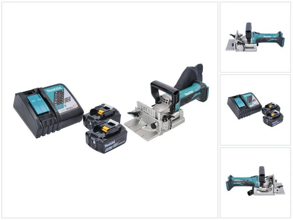 Makita DPJ 180 Akku Nutfräse 18 V 100 mm 2x 6,0 Ah Akku Ladegerät