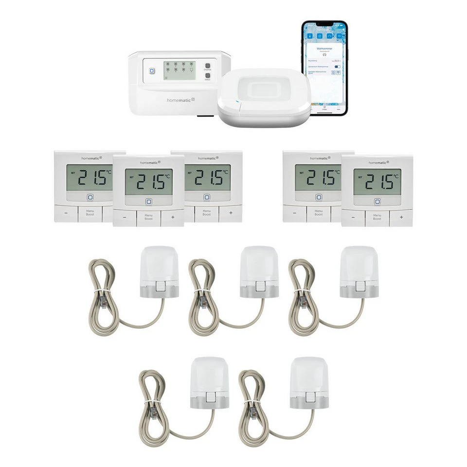 Homematic IP Starter Bundle Fußbodenheizung für 5 Räume Smart-Home-Zubehör