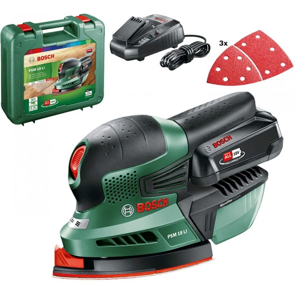 BOSCH PSM 18 LI Deltaschleifer Akku-Multischleifer 18 Volt grün/schwarz