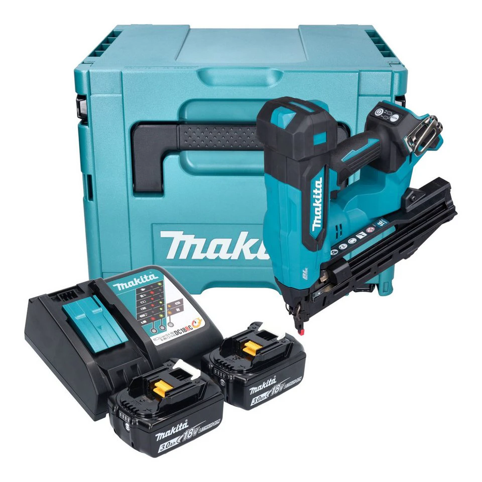 Makita Akku Stauchkopfnagler DBN 610 18 V 32 - 64 mm 2x 3,0 Ah Akku Ladegerät Makpac