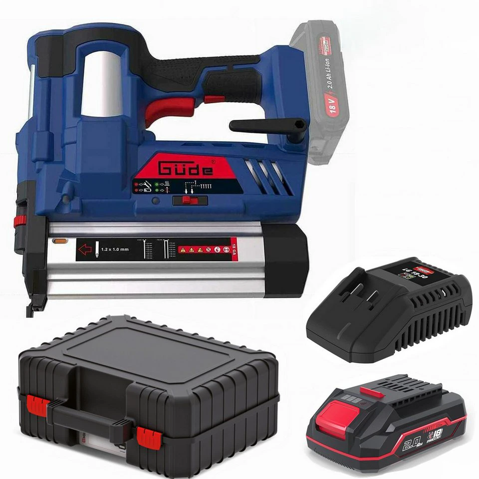 Güde Akku-Stauchkopfnagler KN 18-0 18V mit Akkupack 2.0 Ah Ladegerät Koffer