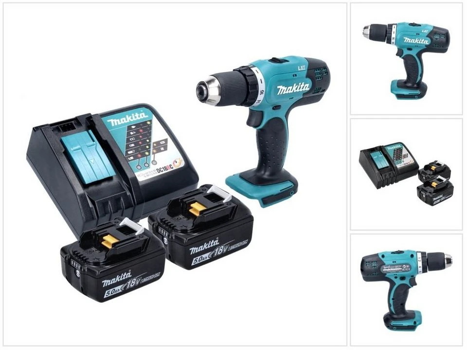 Makita Akku-Bohrschrauber DDF 453 18 V 42 Nm 2x Akku 5,0 Ah Ladegerät
