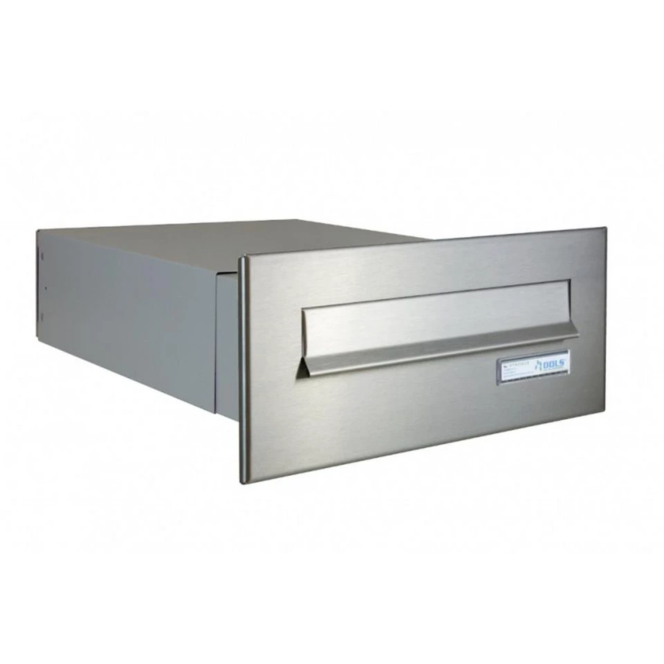Letterbox24 Briefkasten BV-Serie Edelstahl Mauerdurchwurf mit Namensschild