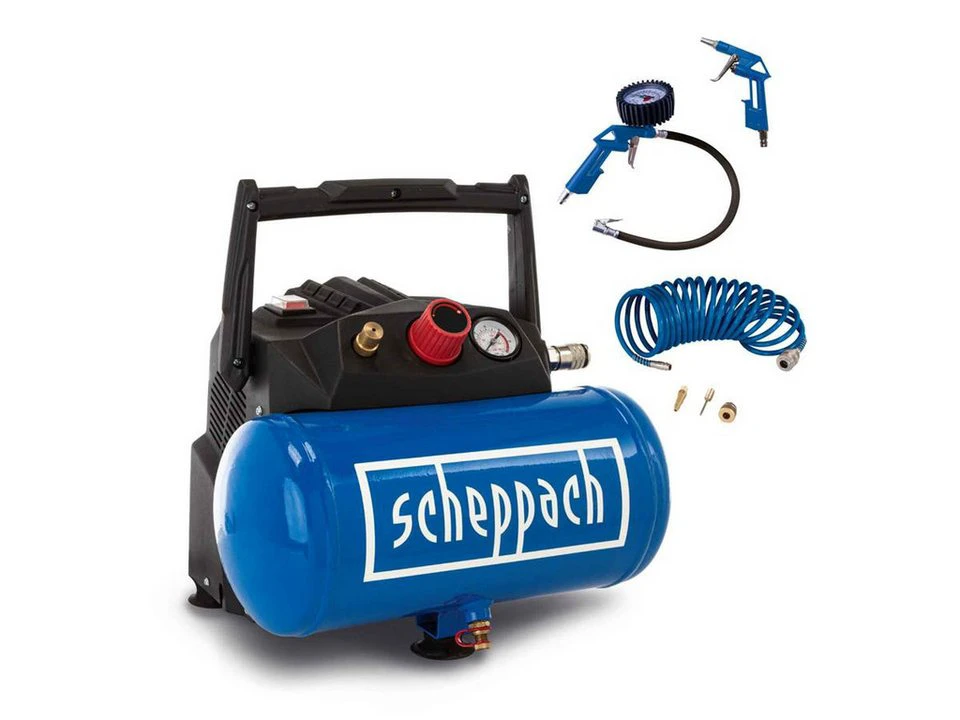 Scheppach Kompressor HC06 1200 W 8 bar 6 l 7-tlg. Set ölfrei