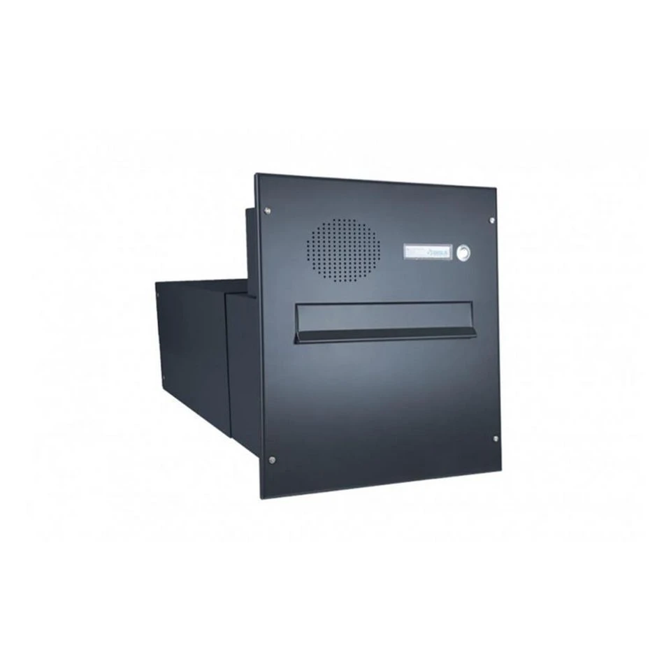 Letterbox24 Briefkasten B-242 XXL Mauerdurchwurf mit Sprechsieb Tiefe 39-62 cm