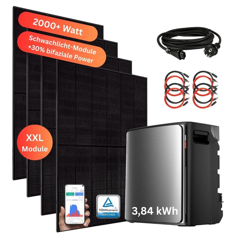 MyVoltaics Balkonkraftwerk EcoFlow STREAM Ultra X 3,84 kWh 2000 W 4 bifaziale Module Smartmeter