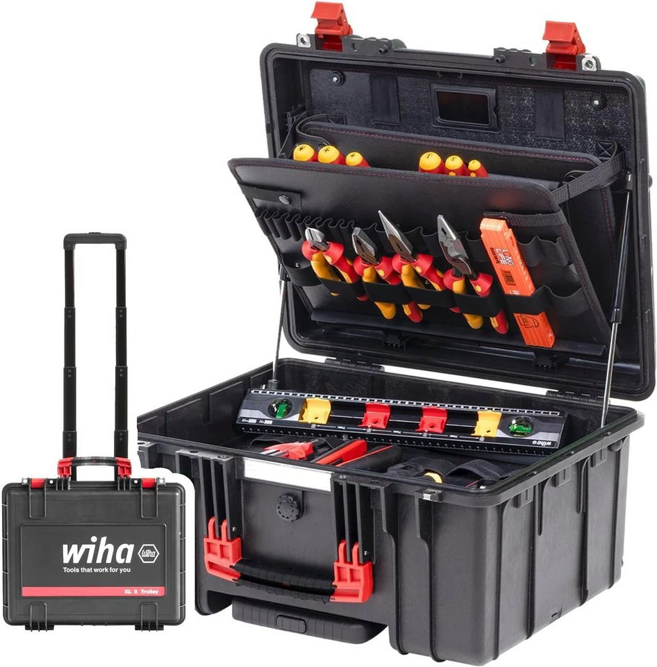 Wiha Werkzeugkoffer XL 2 Trolley 45795 für Elektriker gefüllt mit Rollen Teleskopgriff
