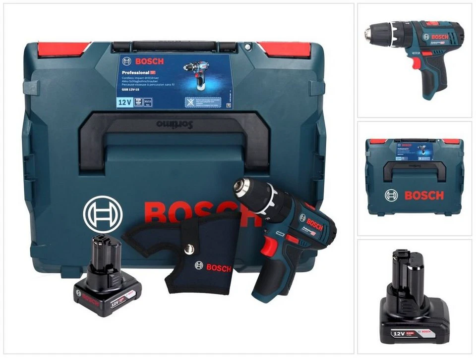 Bosch Professional GSB 12V-15 Akku Schlagbohrschrauber 12 V 30 Nm 1x Akku