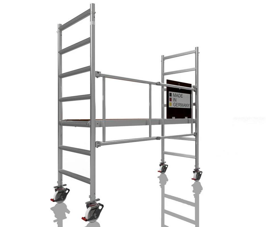 ALTEC Aluminium Klappgerüst AluKlik® 70cm breit mit Ø150mm Rollen höhenverstellbar Arbeitshöhe 14 Meter