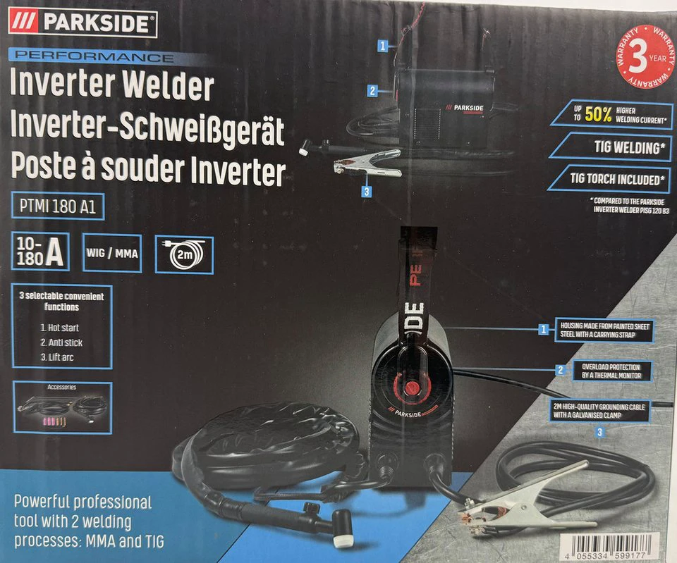 PARKSIDE PERFORMANCE® Inverterschweißgerät PTMI 180 A1 WIG MMA 180 A mit Tragegurt
