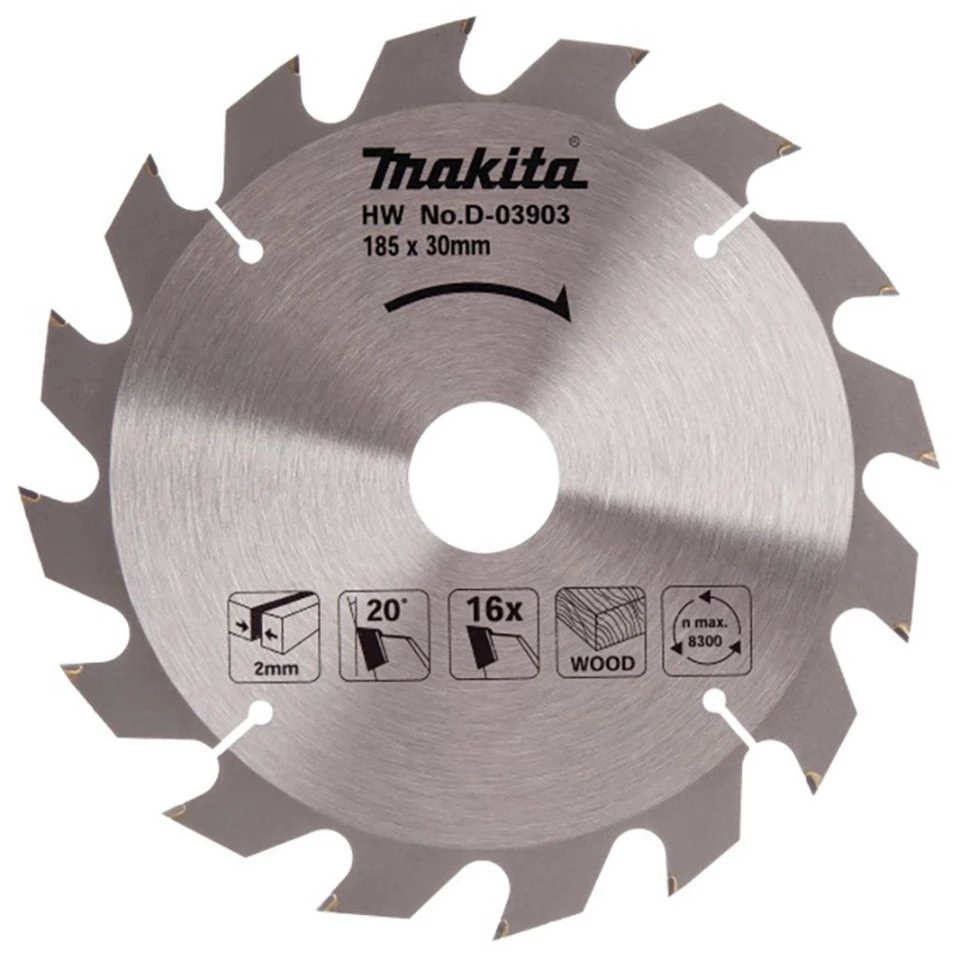Makita Kreissägeblatt D-03903 185x30/16Z Zahnwinkel 20°