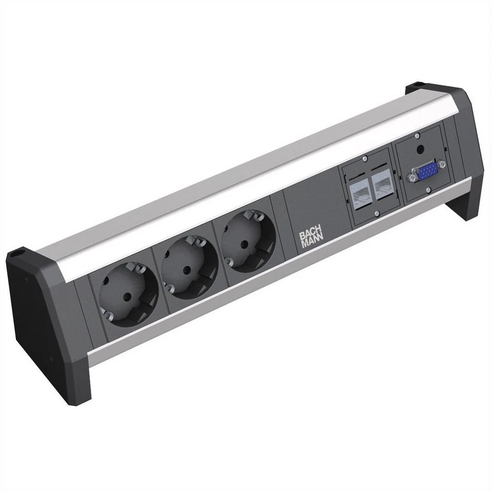 Bachmann DESK Steckdosenleiste 3x Schutzkontakt 2x CAT6a 1x VGA 1x Audio