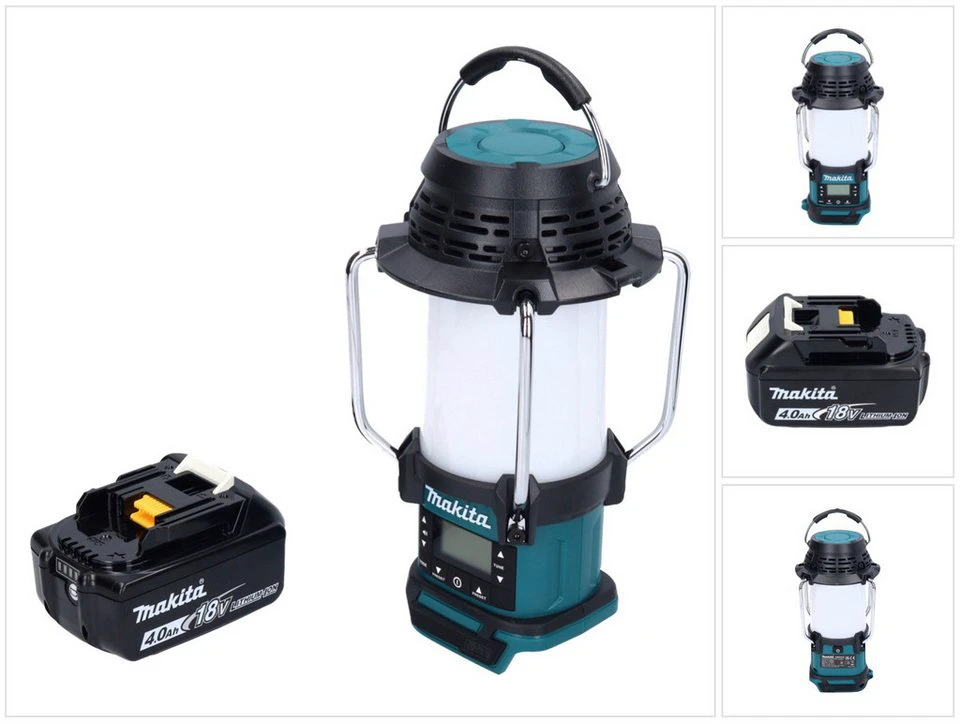 Makita DMR 055 Akku Radio 18 V FM mit Laterne 360° und 4,0 Ah Akku