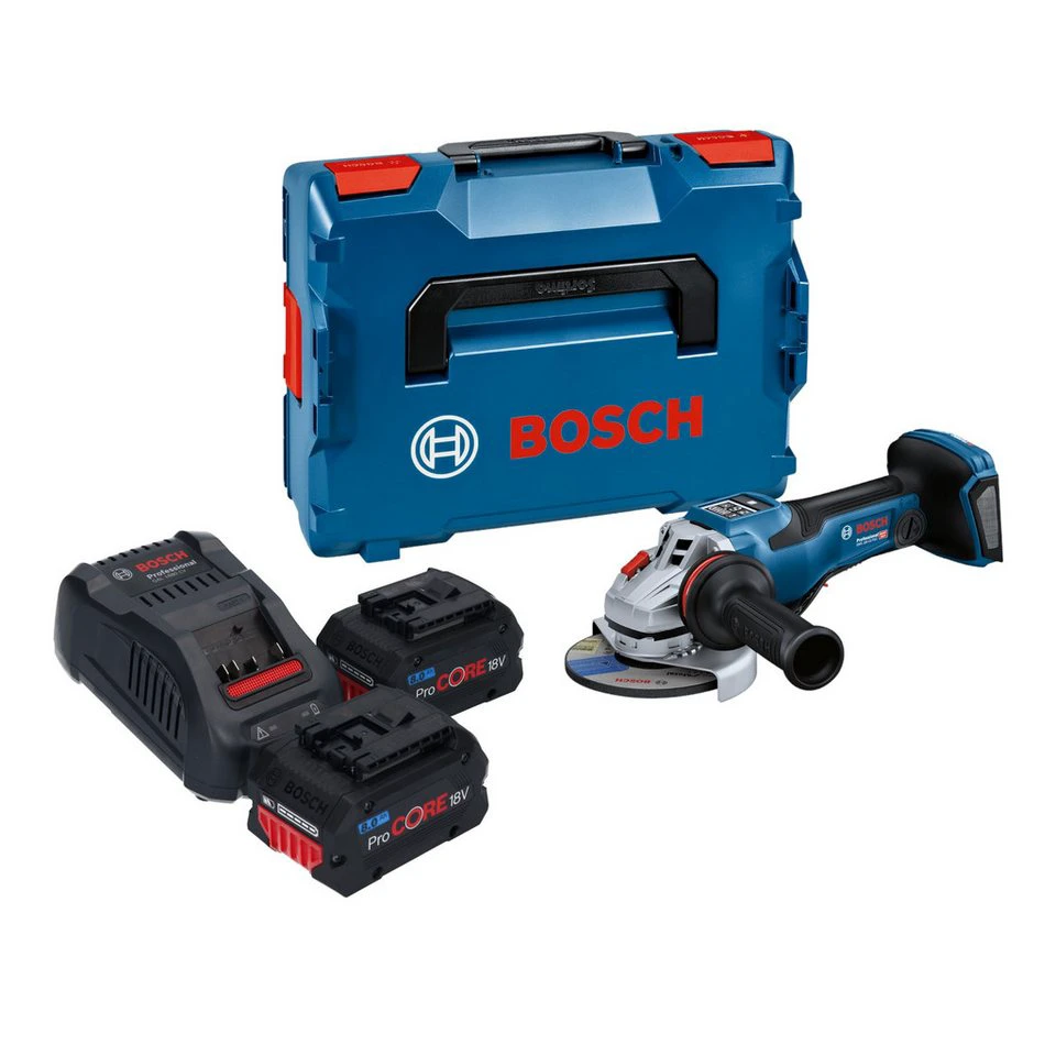 Bosch Professional Winkelschleifer GWS 18V-15 PSC 18V 125mm mit 2x ProCORE Akku 8,0Ah Ladegerät L-Boxx