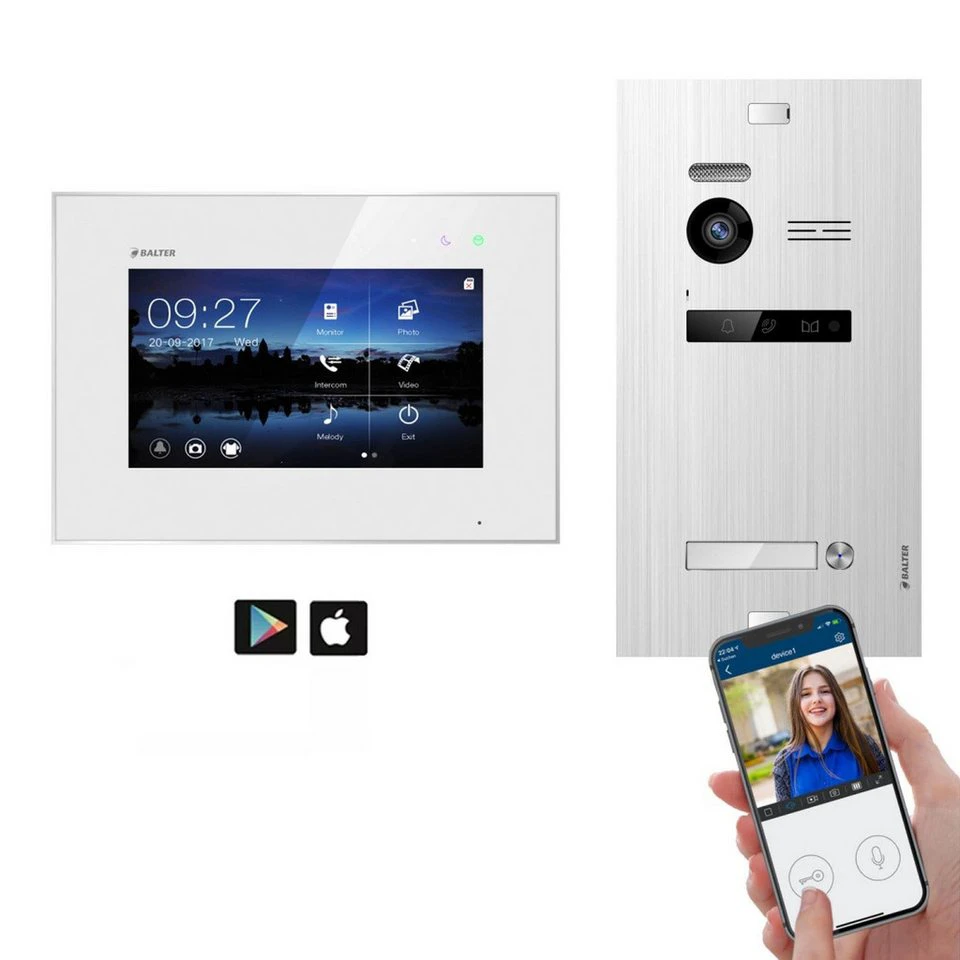 Balter EVO Video-Türsprechanlage Silber 2-Draht Wifi 4 Familienhaus