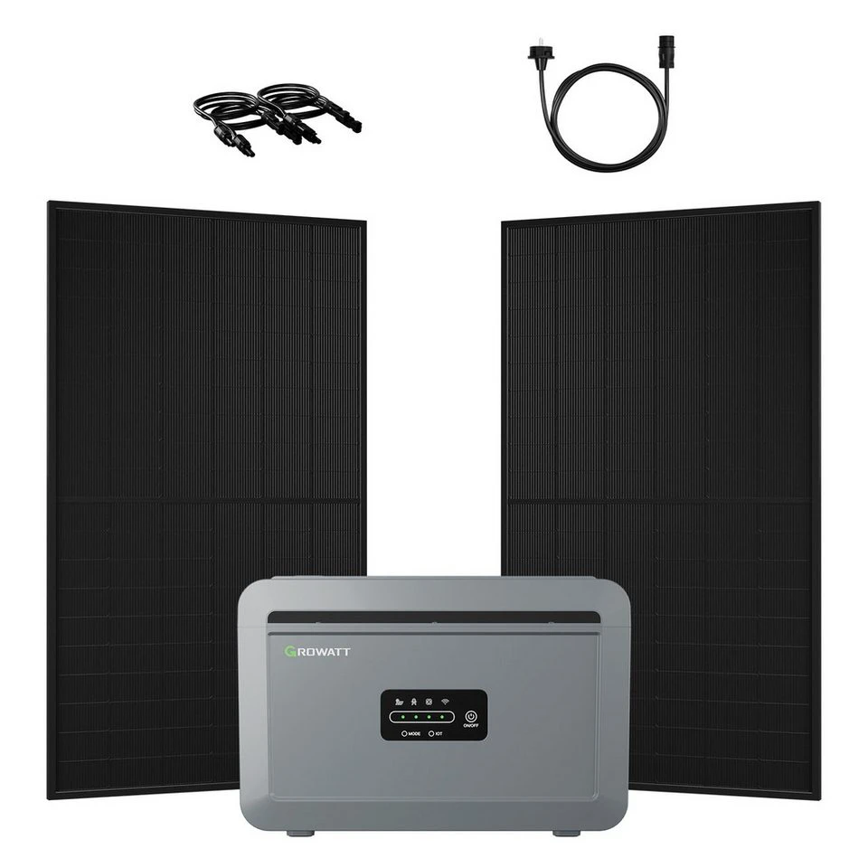 Growatt NEXA 2000 Balkonkraftwerk 1000W mit 2x JA Solar 500Wp Full Black Glas-Glas Paneel
