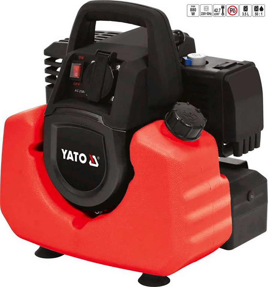 Yato Stromerzeuger 800 W 230 V Inverter Benzingemisch 50:1 8,5 kg