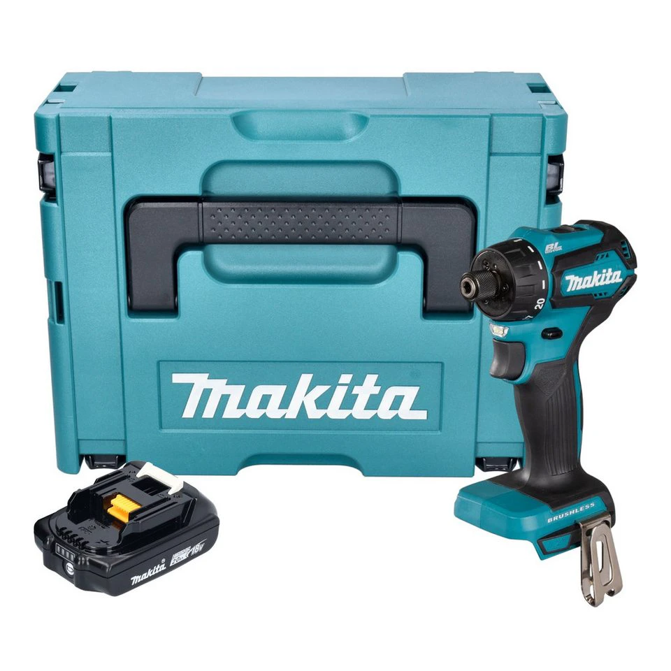 Makita DDF 083 Akku-Bohrschrauber 18 V 40 Nm 1/4 Zoll mit Akku Makpac