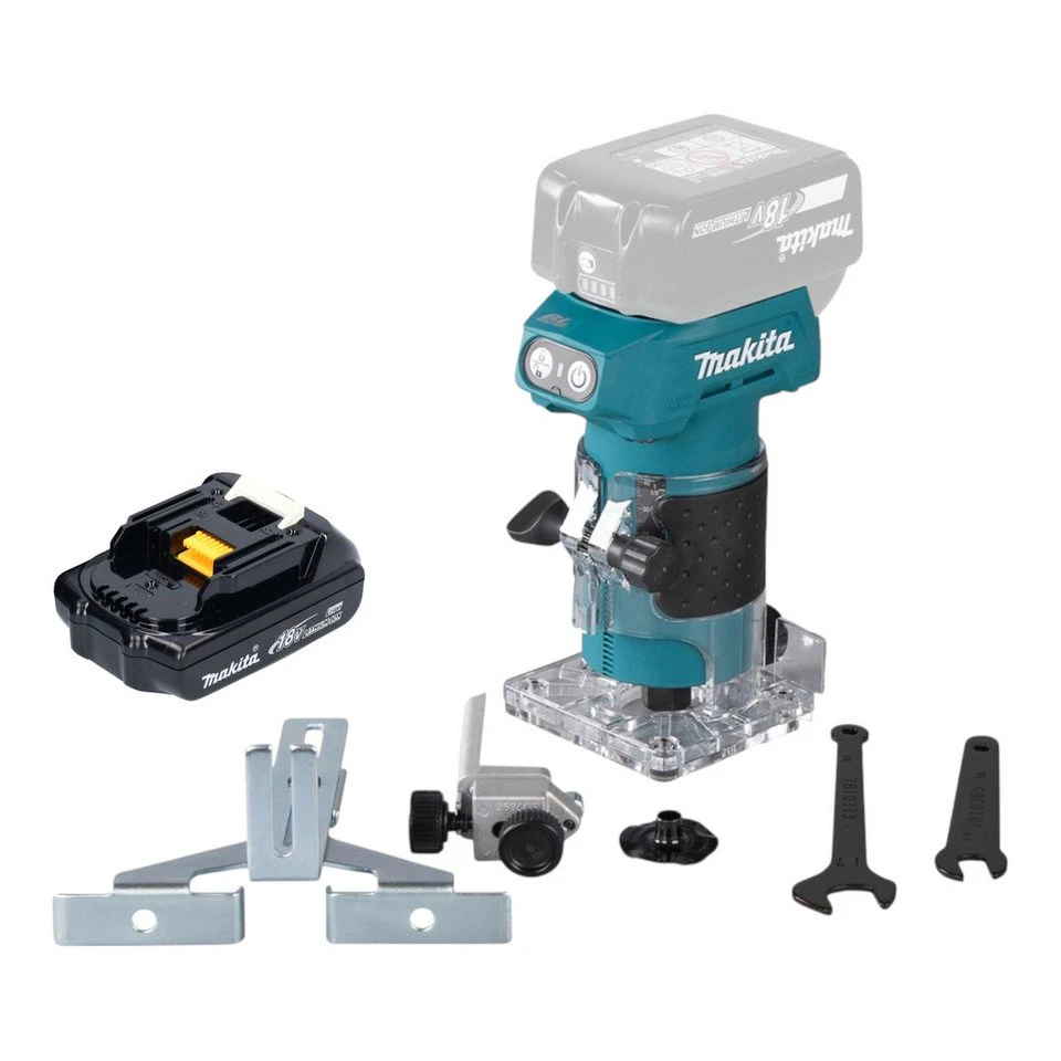 Makita Akku-Kantenfräse DRT52 18 V 6 mm bürstenlos 1,5 Ah ohne Ladegerät