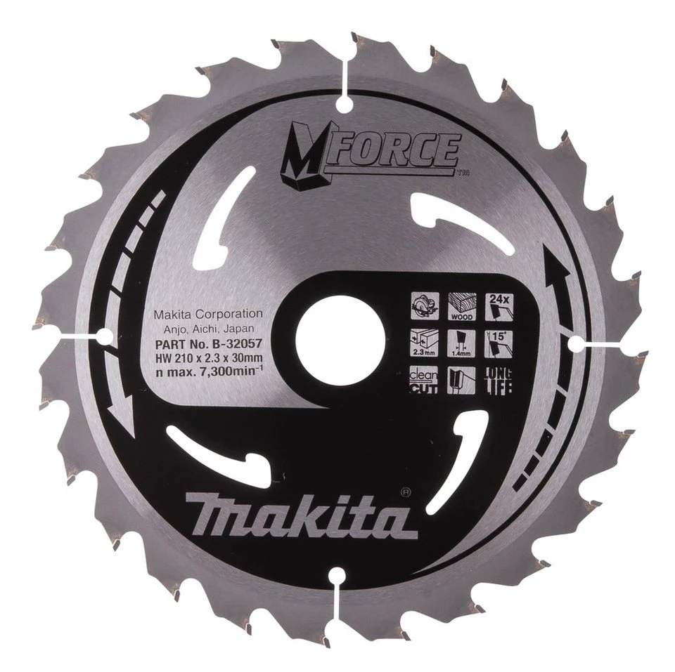 Makita Kreissägeblatt M-FORCE B-32057 210/30 mm 24 Zähne 1,4 mm Holz