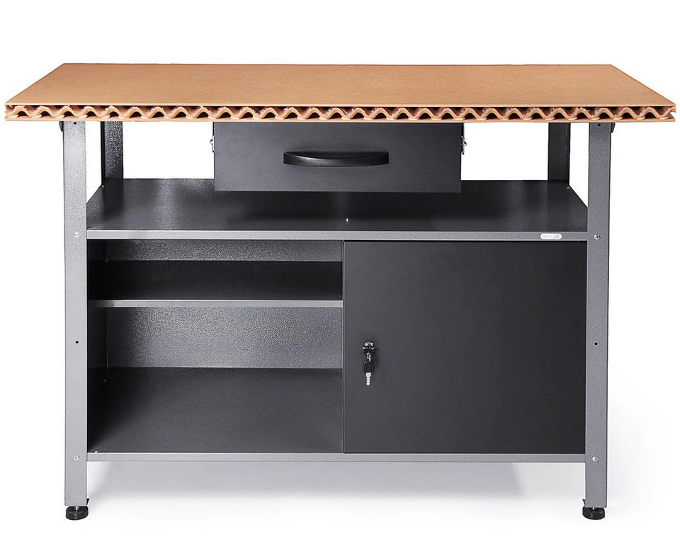 ONDIS24 Werkbank Klaus Eco 120 x 60 x 85 cm Leichtbau-Holzplatte abschließbare Tür