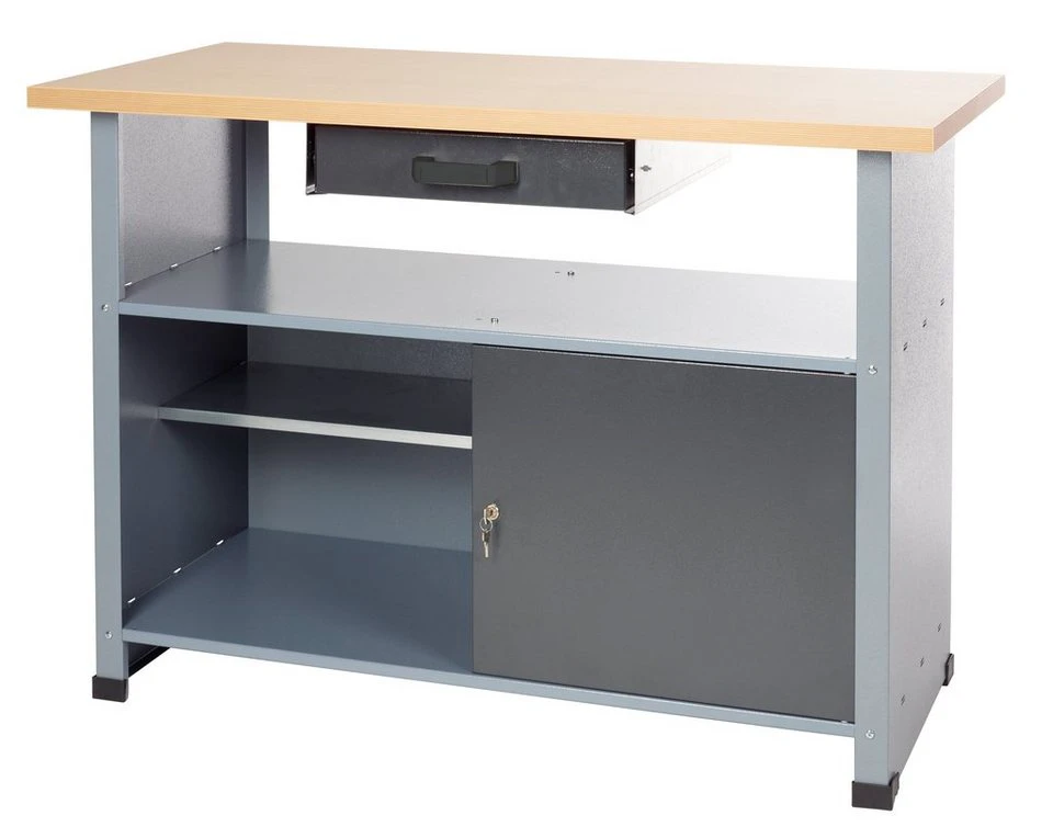 KÜPPER Werkbank 14118 Breite 120 cm 1 Schublade offenes Fach Fachboden pulverbeschichtet