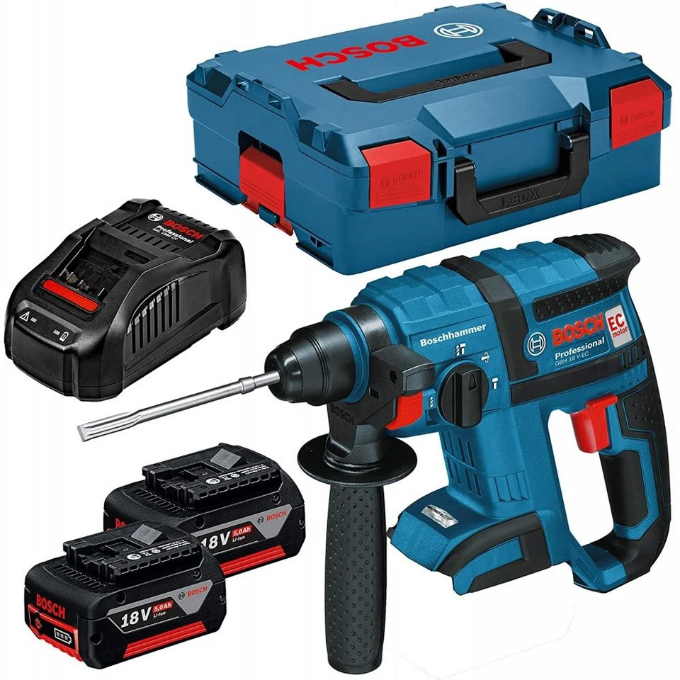 BOSCH Akku-Bohrhammer Professional GBH 18 V-EC SDS-plus blau