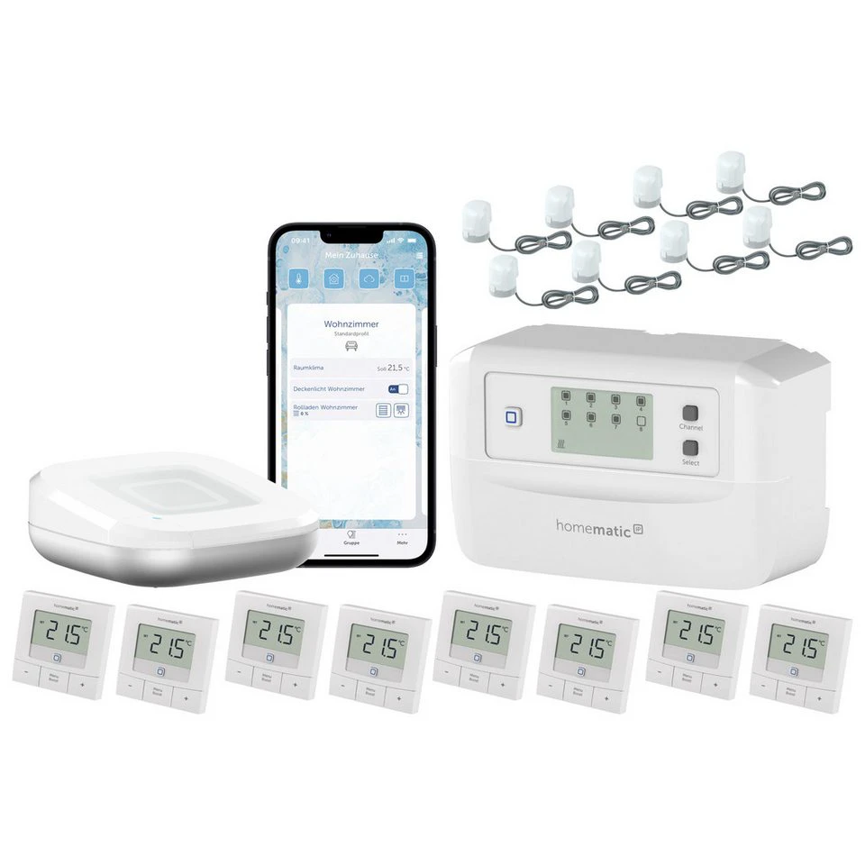 Homematic IP Starterset Fußbodenheizung für 8 Räume Smart-Home