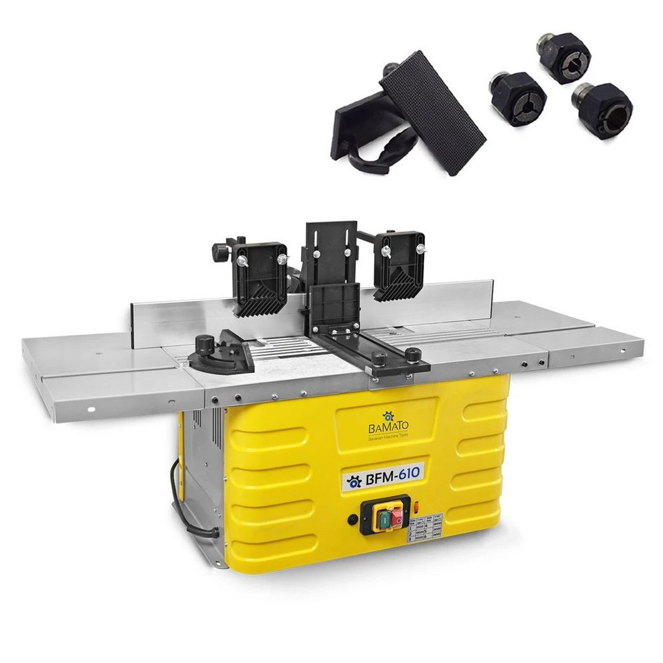 BAMATO Tischfräse BFM-610 mit 6, 8 und 12 mm Spannzangen 1500 Watt