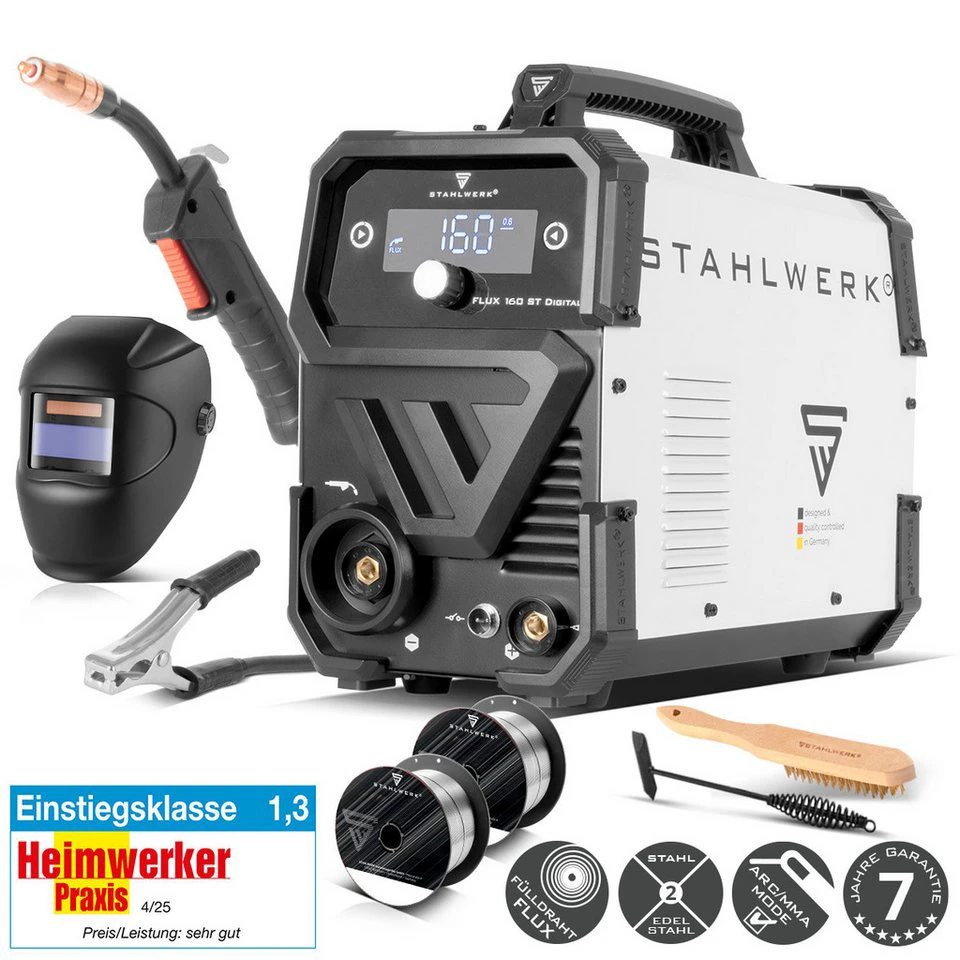 STAHLWERK FLUX 160 ST Digital Fülldrahtschweißgerät 160 A MMA Lift-TIG