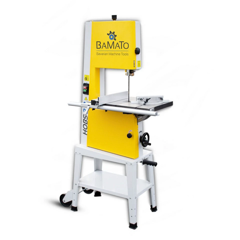 BAMATO Holzbandsäge HOBS-3.0 230V 1,1 kW mit Anschlagset Fahrwerk Präzisionsführung