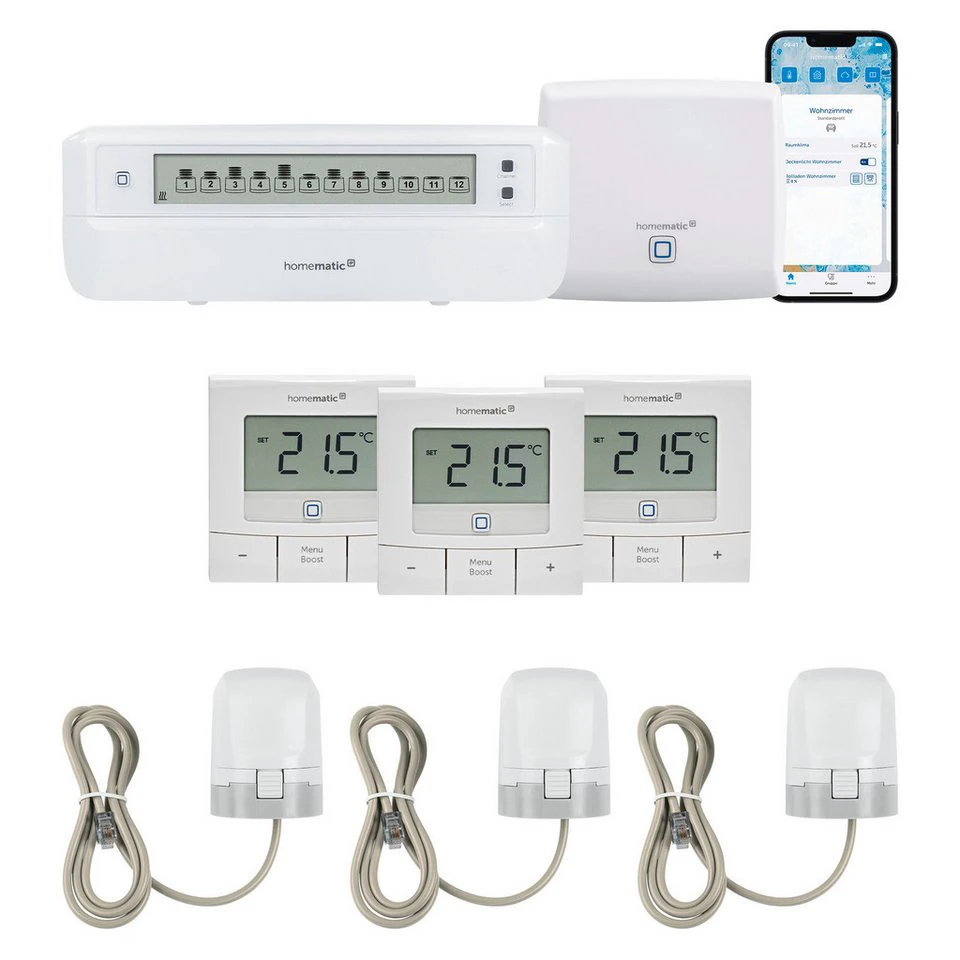 Homematic IP Starter Bundle Fußbodenheizung Smart-Home-Zubehör 3 Räume WTH-B