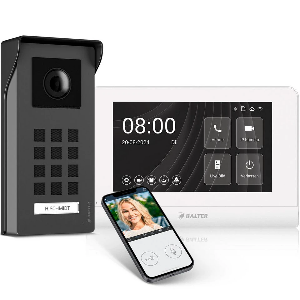 Balter ENTRI M Video-Türsprechanlage Set Full HD 7 Zoll 2-Draht IP54