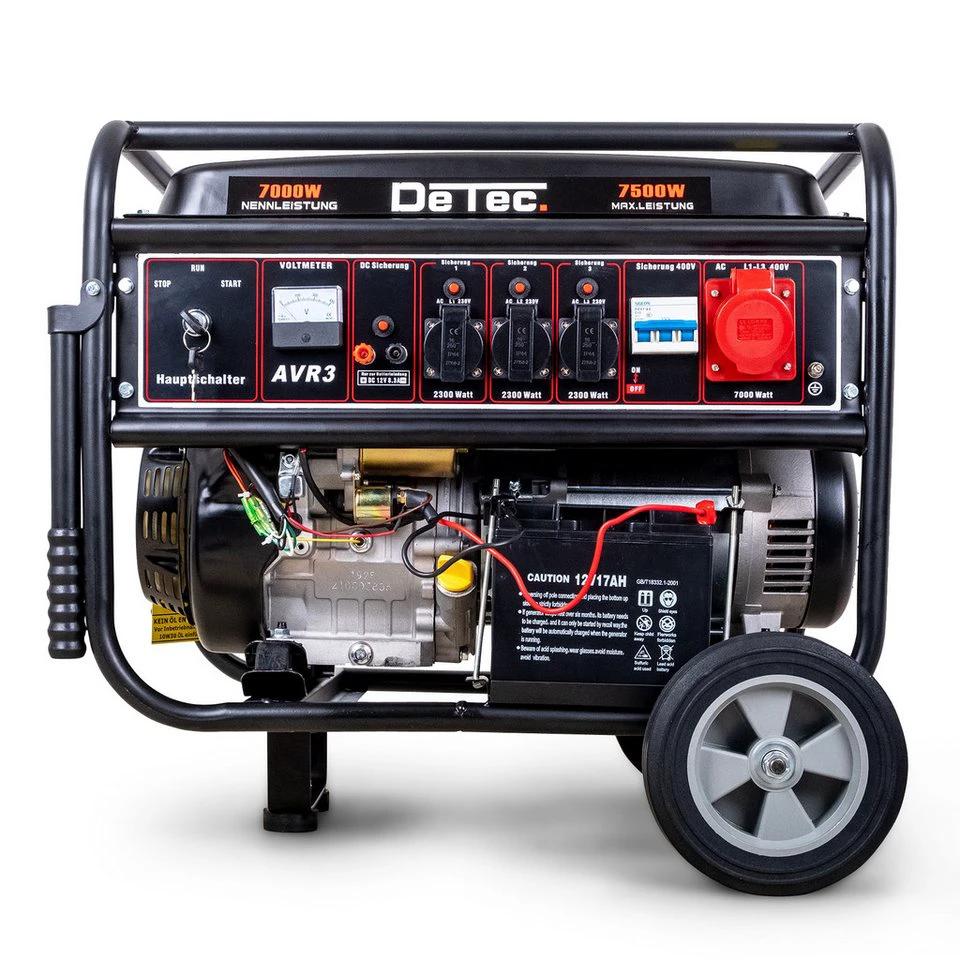 DeTec. Stromgenerator DT-LB7500E-3 Benzin 7 kW 400 V E-Start 3-Phasen 18 PS