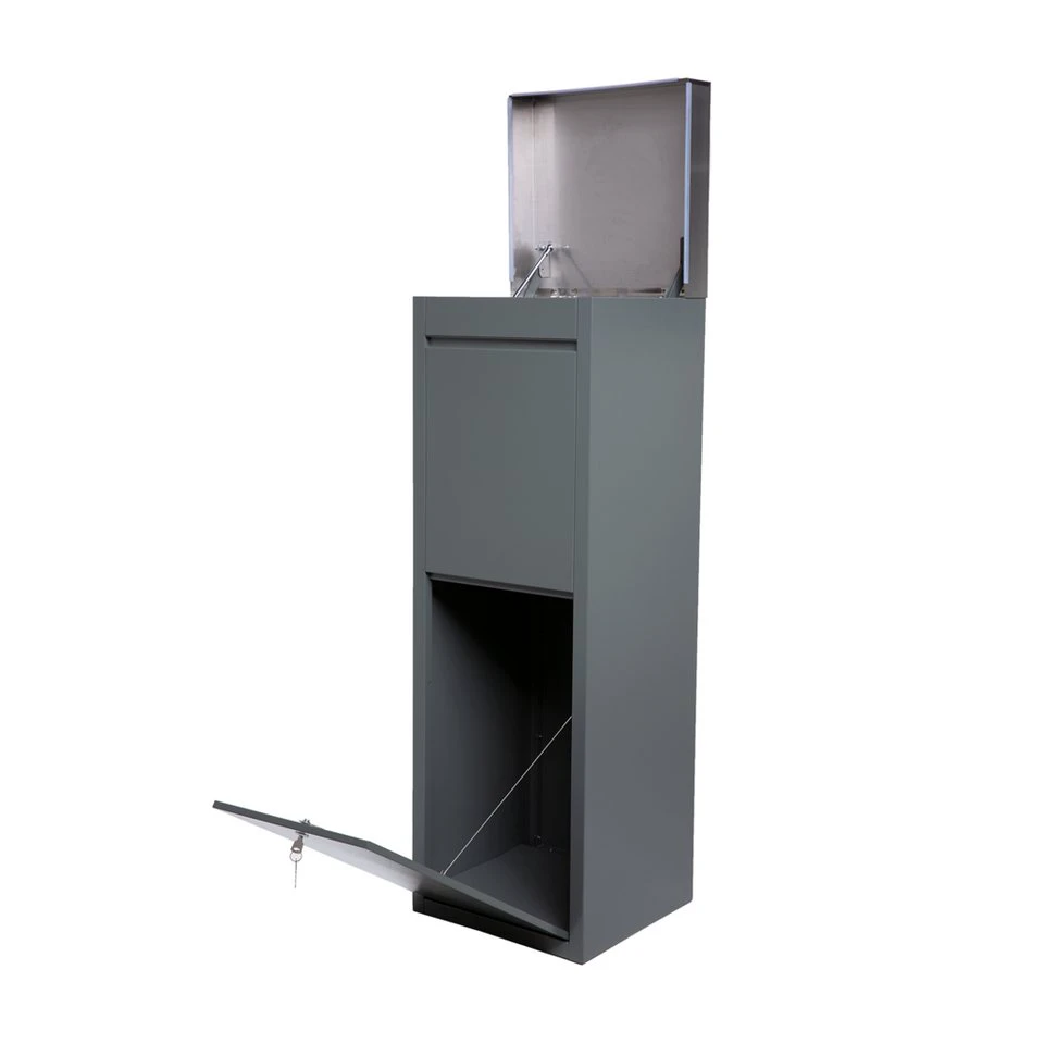 SVITA Paketbox Stahl 1 mm Wandstärke Zylinder-Hebelschloss Grau