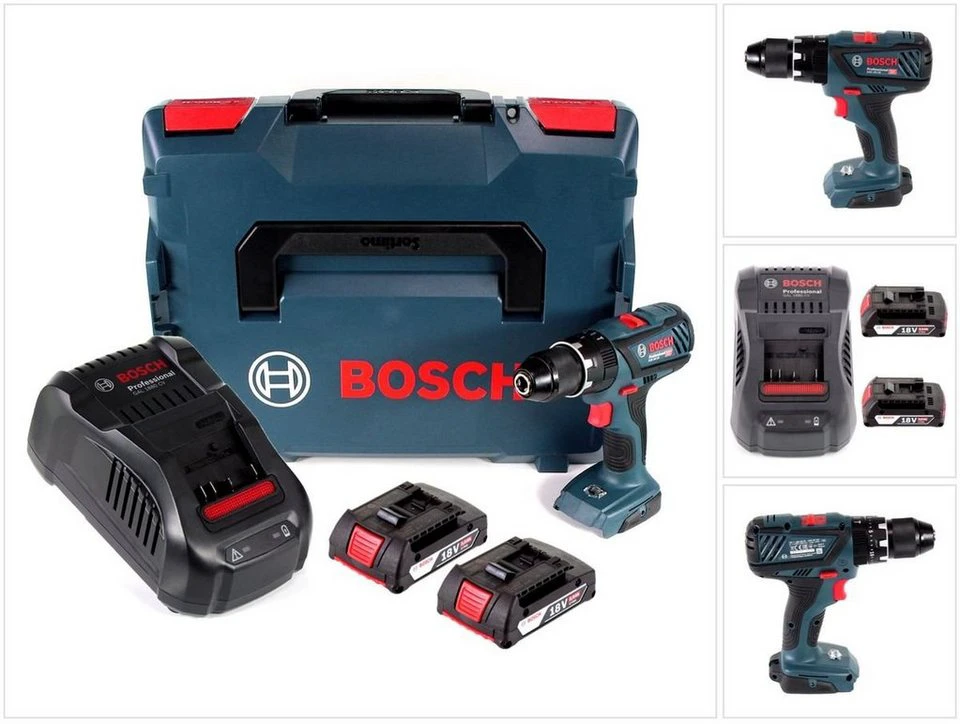Bosch Professional GSR 18V-28 Akku-Bohrschrauber 18V 63 Nm mit 2x Akku 2,0 Ah Ladegerät