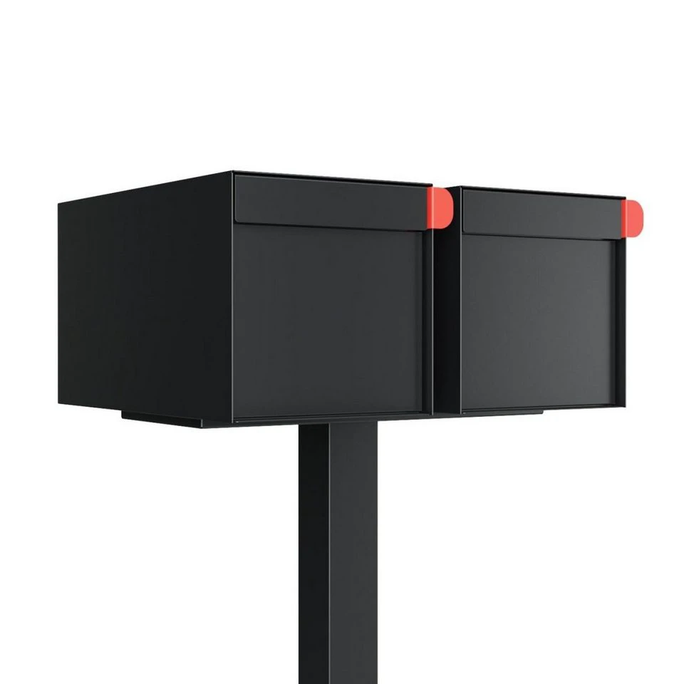 Bravios Standbriefkasten Americano for Two Schwarz aus pulverbeschichtetem Edelstahl