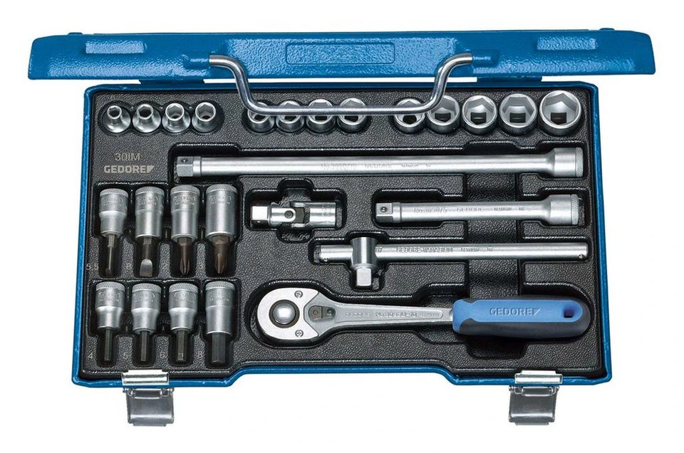 Gedore Steckschlüssel-Garnitur 30 IMU-10 3/8" 26tlg. mit 6-kant-Einsätzen