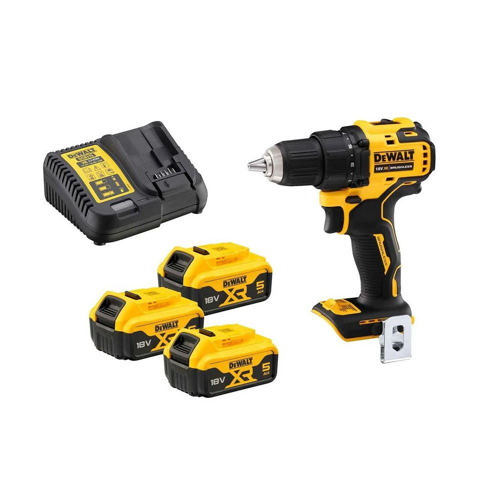 DeWalt Akku-Bohrschrauber DCD708P3T-QW 18 V 3x 5 Ah mit Ladegerät