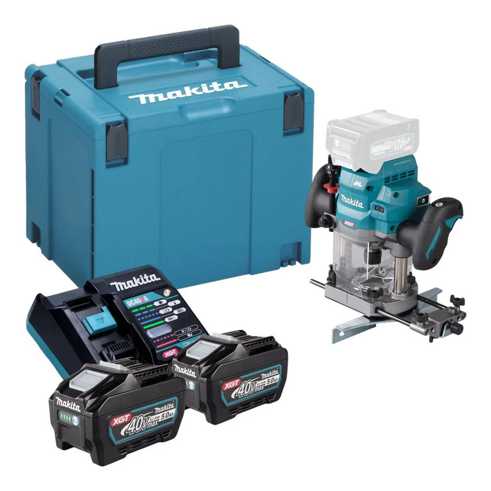 Makita Akku-Oberfräse RP001G 40 V max. 12 mm Brushless 2x 5,0 Ah Makpac