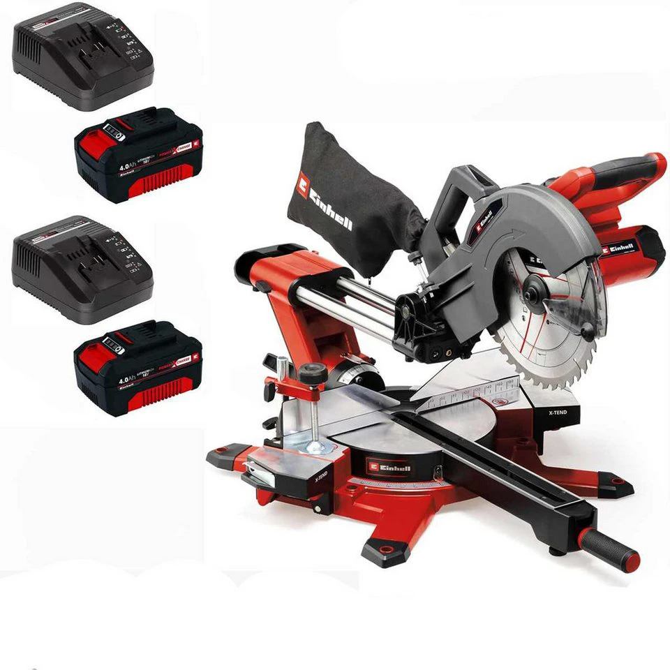 Einhell Zug-Kapp-Gehrungssäge TE-SM 36/10 L Li-2 18V 2 Akkus 4.0 Ah Ladegerät