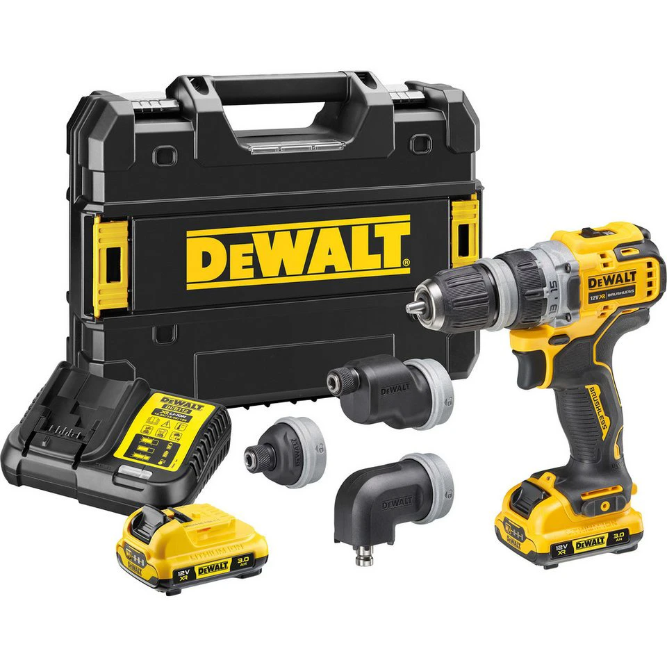 DeWalt Akku-Bohrschrauber DCD703L2T 12 Volt 2x Li-Ion XR Akku 3 Ah 4 Wechselköpfe