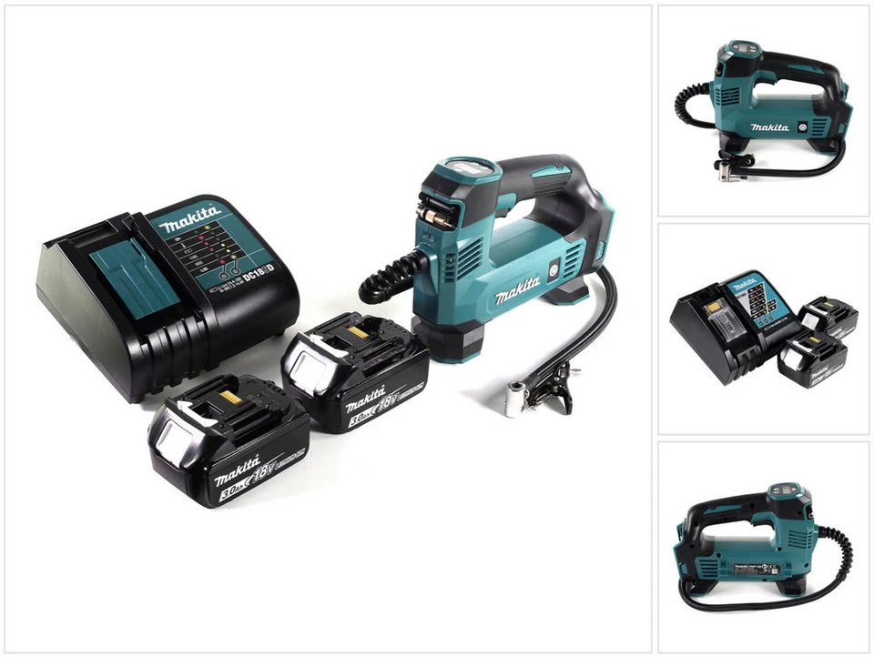 Makita Akku-Handkompressor DMP 180 SF 18 V 8,3 bar 2x 3,0 Ah Akku Ladegerät