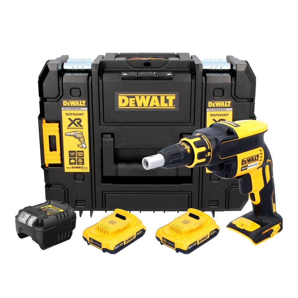 DeWalt Akku-Magazinschrauber DCF 620 Trockenbauschrauber 18 V 30 Nm 2x Akku 2 Ah Lader TSTAK