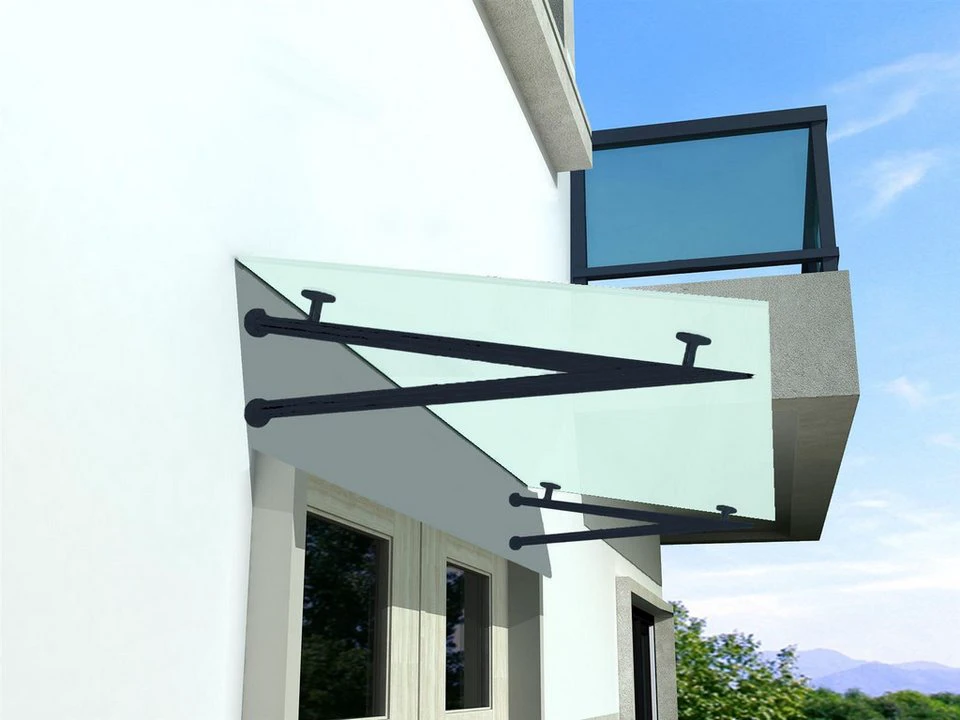 BuyLando.Shop Glaswerk Westfalen Vordach 200x90 cm Milchglas Halter SW