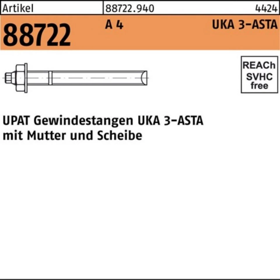Upat Gewindestange ASTA M 24x300 A 4 5 Stück 88722 088722940000240000