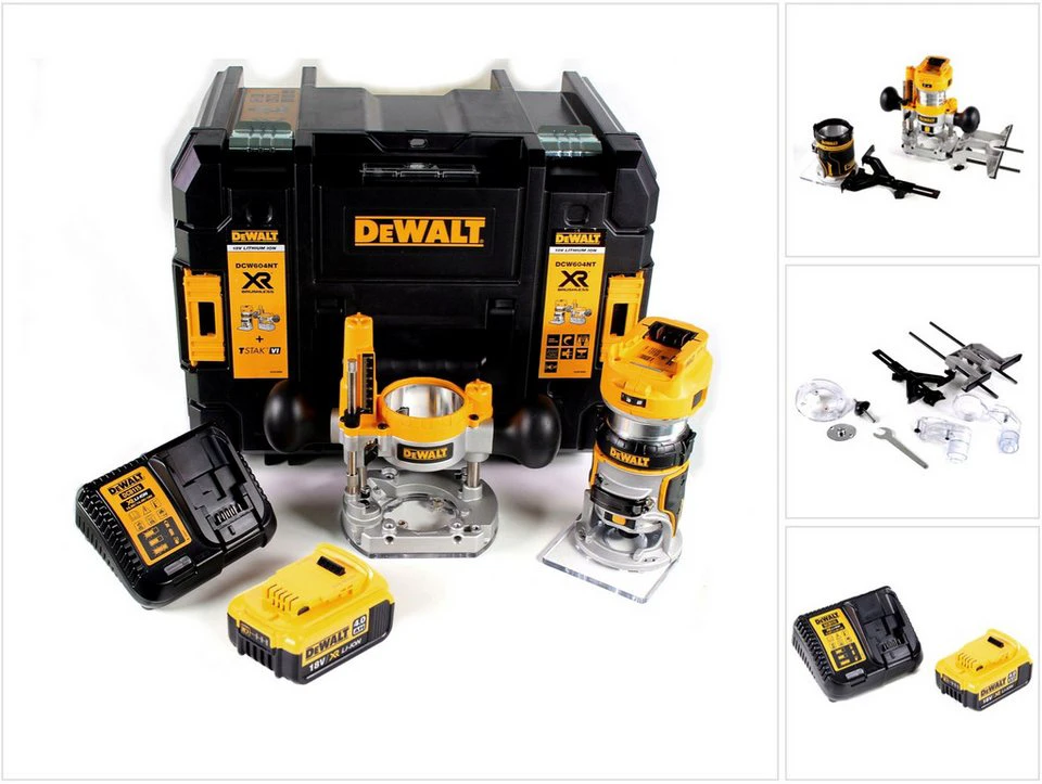 DeWalt Akku-Kombifräse DCW 604 M1 18 V 55 mm 4,0 Ah Akku Ladegerät