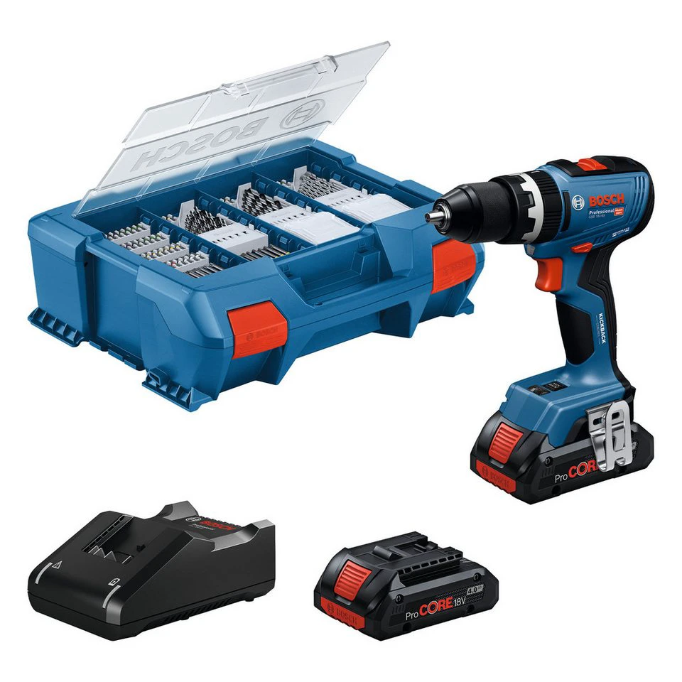 Bosch Professional Akku-Schlagbohrschrauber GSB 18V-65 2x Akku GBA 18V 4,0Ah L-Case Pick & Click