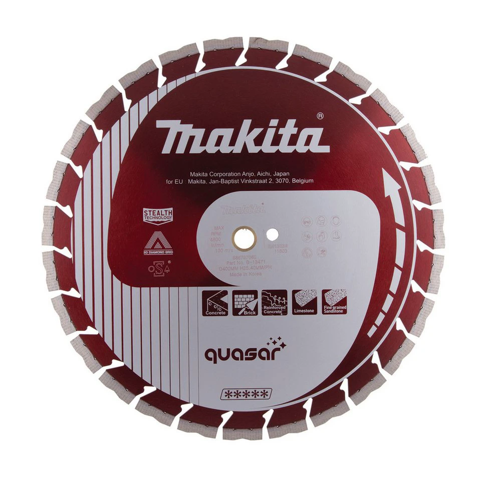 Makita Diamanttrennscheibe B-13471 QUASAR 400 x 25,4 mm mit 12 mm Segmenthöhe