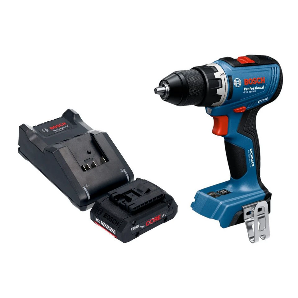 Bosch GSR 18V-65 Professional Akku-Bohrschrauber 18 V 63 Nm mit ProCORE Akku 4,0 Ah Ladegerät